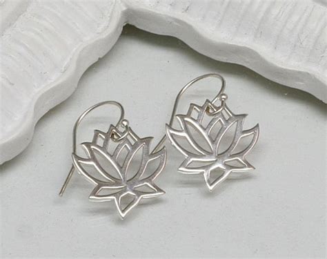 Silver Lotus Earrings Sterling Silver Blooming Flower Yoga Etsy