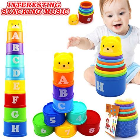 PENGXIANG Stacking Cups Baby Building Set Nesting Cups Early Educational Toddlers Toy 9 Pieces ...