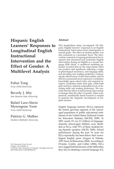 (PDF) English and Spanish Acquisition by Hispanic Second Graders in