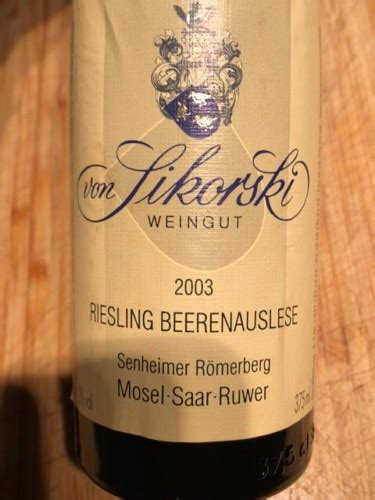 Weingut Von Sikorski Senheimer R Merberg Riesling Beerenauslese Vivino Us