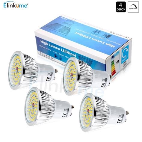 Elinkume Ampoule Spot Led 4x Gu10 Dimmable 6w équivalent à 40w Blanc