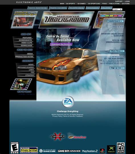 Need for Speed Underground website in 2004 — Web Design Museum ...