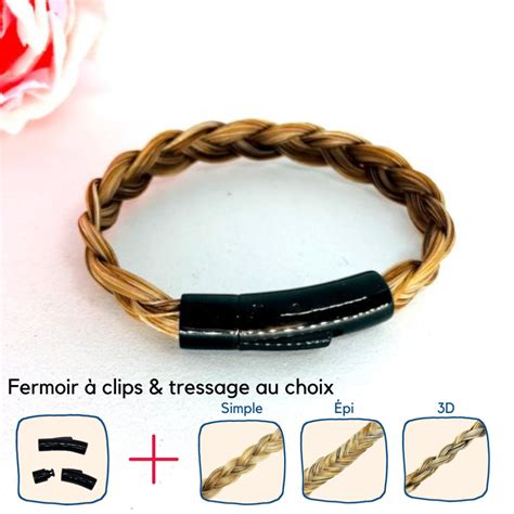 Bracelet En Crin Diarado Noir Acier Inoxydable By Maudi