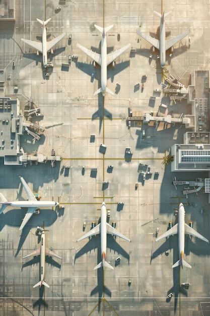 Premium Photo Airport Airplanes Birds Eye View Generative Ai