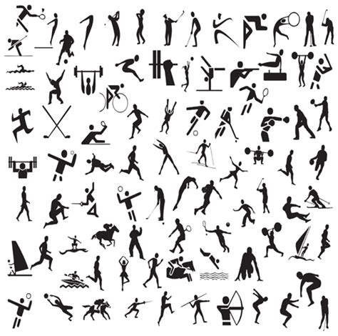 Different Olympic sports People Silhouettes vector 01 free download