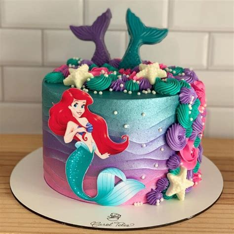 Bolo Da Sereia Ariel Simples - Bolo da Ariel: 95 ideias de bolo para quem ama a Pequena Sereia | Bolo ...