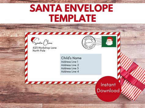 Printable Santa Claus Envelope Letter From Santa Envelope Santa Envelope Template North Pole