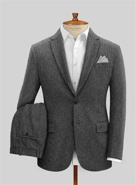 Harris Tweed Charcoal Chevron Suit Studiosuits