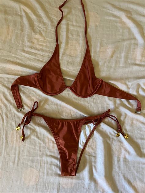 Brown Push Up String Bikini Women S Fashion Swimwear Bikinis Swimsuits On Carousell