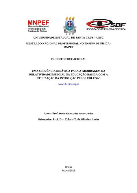 PDF UNIVERSIDADE ESTADUAL DE SANTA CRUZ UESC Relatividade De