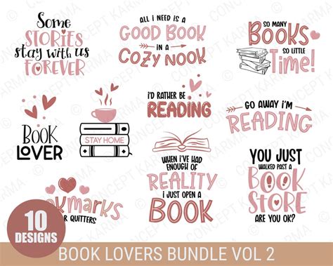 Book Lover Svg Bundle Vol 2 Reading Books Svg Book Worm Svg Book Quotes