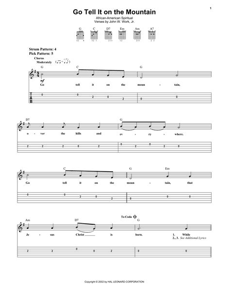 Go Tell It On The Mountain Chords Sheet Music And Tab For Baritone | Hot Sex Picture