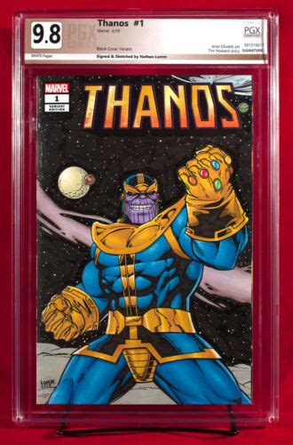 THANOS PGX 9 8 NM MT Near Mint Mint Origjnal Sketch Cover By NATHAN