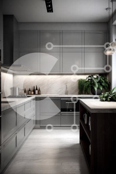 Sleek And Sophisticated Modern Kitchen Design With Gray Cabinets And