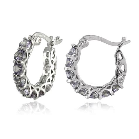 Sterling Silver Gemstone Birthstone Small Round Huggie Hoop Earrings Ebay