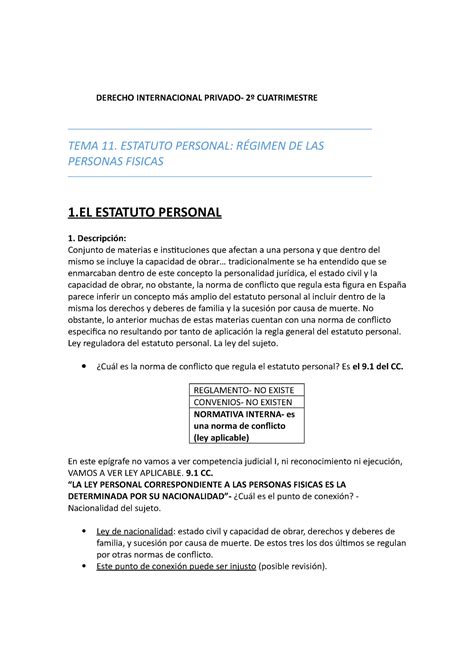 Tema Dip Derecho Internacional Privado Cuatrimestre Tema