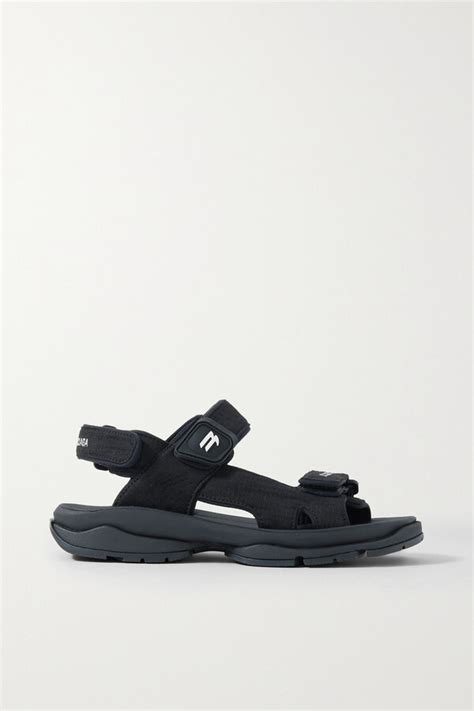 Balenciaga Logo Embroidered Ripstop Sandals Black Shopstyle