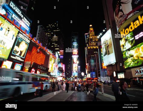 New York Times Square at night with Stock Photo - Alamy