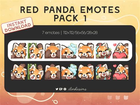 Red Panda Twitchdiscord Emotes Pack 1 Set Of 7 Etsy In 2022 Red