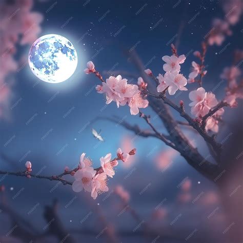 Premium AI Image | A moon and a cherry blossom tree