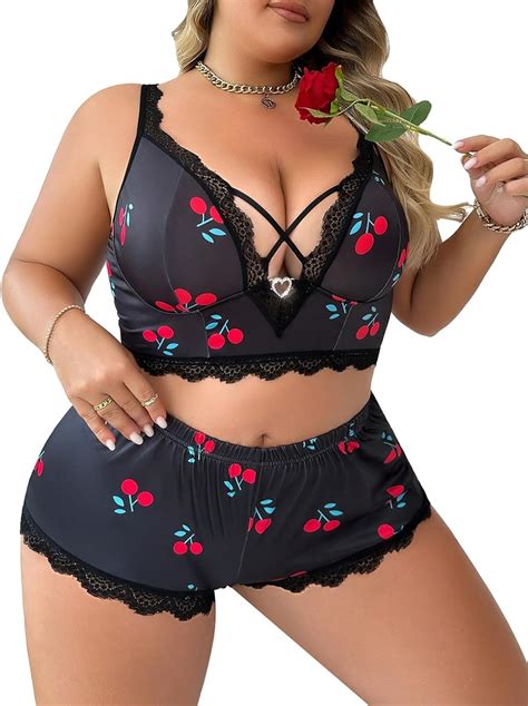 Amazon Wdirara Women S Plus Size Piece Sleepwear Lace Trim