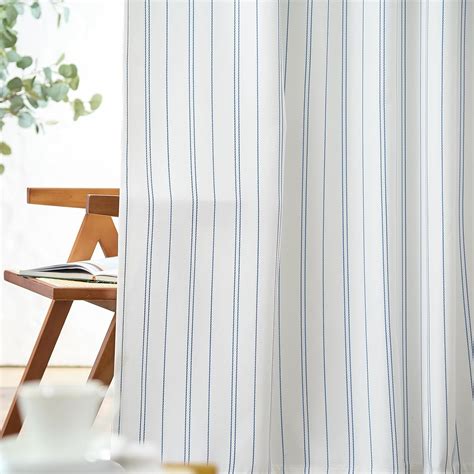 Amazon.com: jinchan Blue and White Striped Curtains 63 Inch Length for