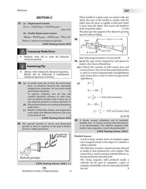 Cbse Class 10th Science Sample Paper With Solutions Solve This Cbse