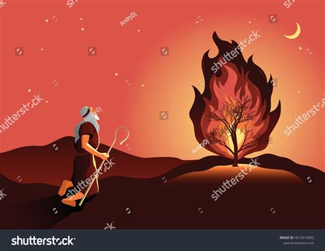 Illustration Moses Burning Bush Biblical Series Stock Vector Royalty Free 1813572892