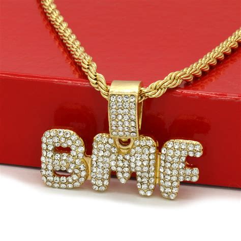 BMF Pendant Necklace with Rope Chain 1.81Ct CZ Dia 14k Yellow Gold FN ...