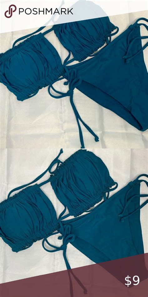 Teal Green Bikini With Cheeky Bottoms Ruched Top Ruched Top Green Bikini Cheeky Bottoms