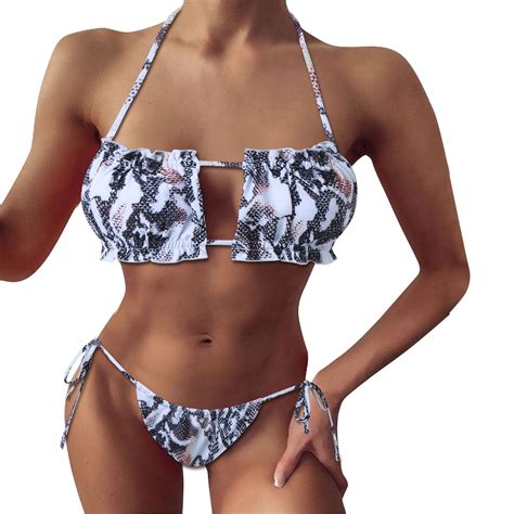 Chuou Bikinis For Women Piece With Ruffle Sexy Hollowed Out Bikini