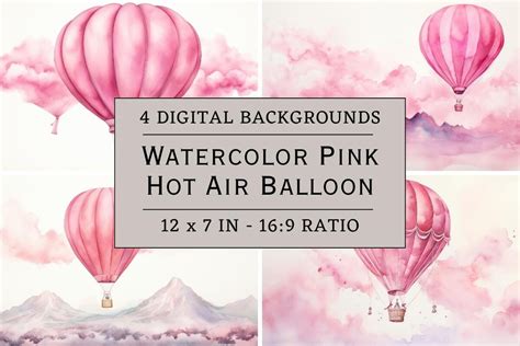 Watercolor Pink Hot Air Balloon Graphic By Juniper Moon Creative Fabrica