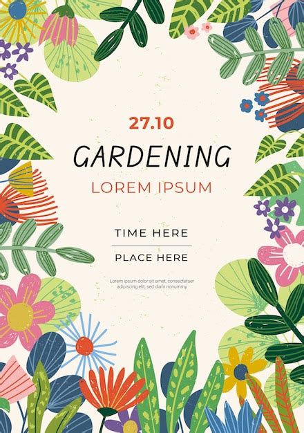 Free Vector Hand Drawn Gardening Poster Template