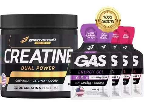 Creatina Dual Power 150g 4 Sachê Gel Energético Bodyaction Sabor