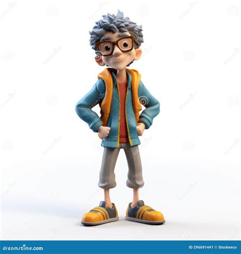 Highly Detailed 3d Render Of Cartoon Character With Glasses And