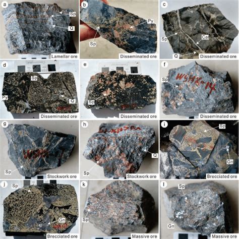 Hand specimen photographs showing different types of ores in the Wusihe... | Download Scientific ...