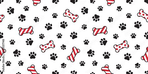 Dog paw seamless pattern vector Christmas Santa Claus Xmas dog bone ...