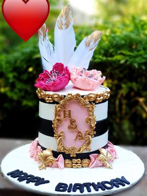 Pink And Gold Birthday Cake