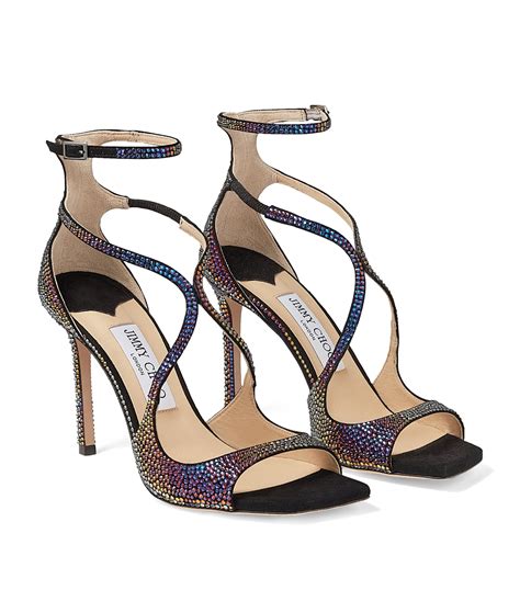 Womens Jimmy Choo Black Exclusive Azia Crystal Embellished Sandals