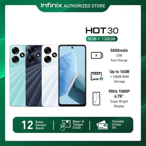 Jual Infinix Hot 30 8 128gb Up To 16gb 50 Mp Camera 8 128 Garansi Resmi Di Seller Infinix