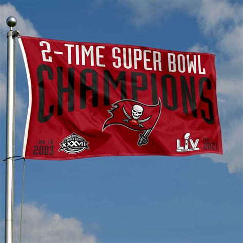 Tampa Bay Buccaneers 2 Time Super Bowl Champions Flag - State Street ...