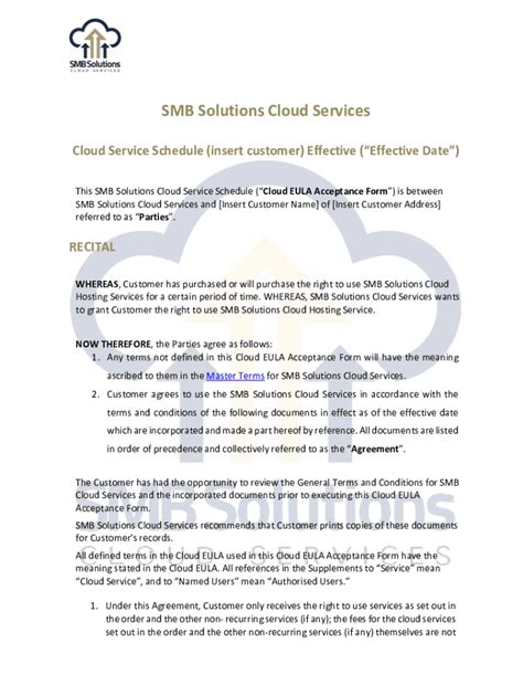 Fillable Online Smb Solutions Cloud Services Fax Email Print Pdffiller