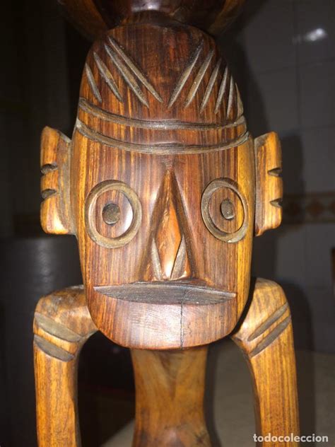 Figura Africana Tallada En Madera Maciza C Comprar Arte Tnico