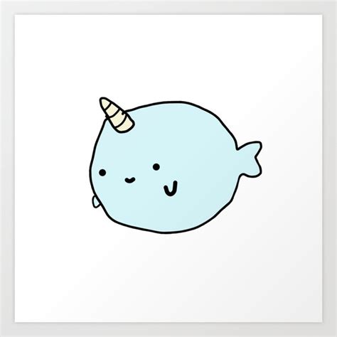 Fun and Cute Narwhal Art Print by Carmen Gatton | Society6