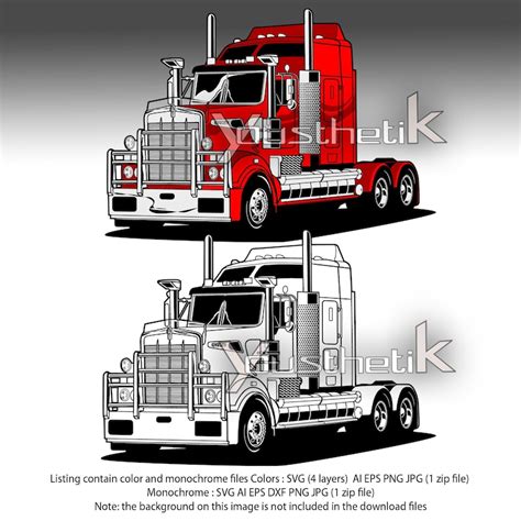 Kenworth T Semi Truck Svg Ai Eps Png Color And Ai Svg Eps