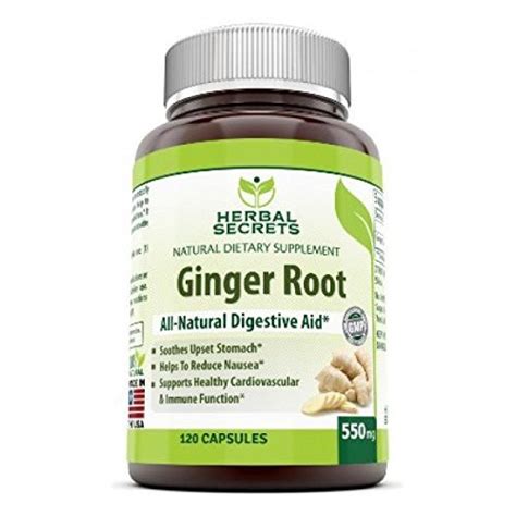 Herbal Secrets Ginger Root Supplement 550 Mg Capsules Easy To Swallow Capsule Helps To