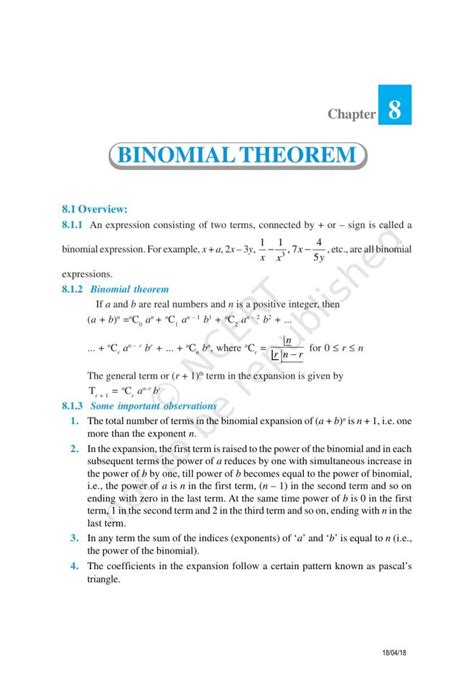 Ncert Exemplar Book For Class 11 Maths Chapter 8 Binomial Theorem