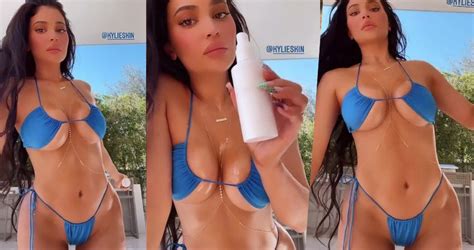 Kylie Jenner BARELY Contains Her Ample Assets In Skimpy Bikini That