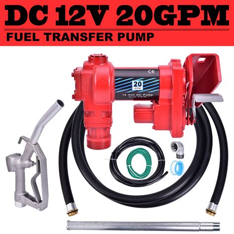 Fuel Transfer Pump 12 Volt 20 Gpm Diesel Gas Gasoline Kerosene W Nozzle Kit Red 846183123569 Ebay