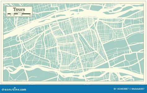 Tours France City Map In Retro Style Outline Map Stock Vector